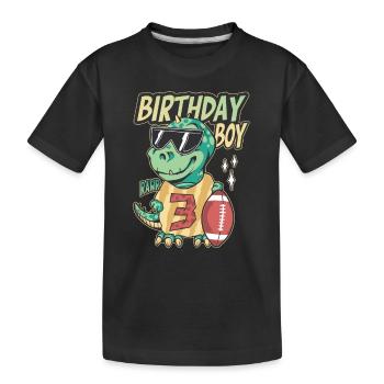 Birthday 3 years Dinosaur American Football - Kids' Premium Organic T-Shirt - black - Front