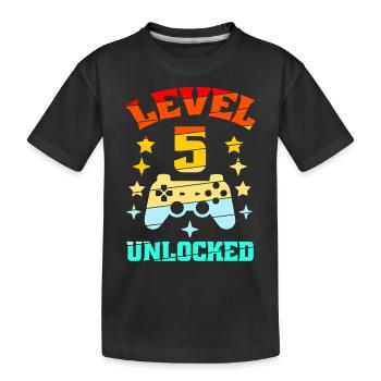 5. Geburtstag Level 5 unlocked - Kinder Premium Bio T-Shirt - Schwarz - Vorne