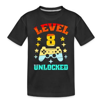 8th Birthday Level 8 unlocked - Kids' Premium Organic T-Shirt - black - Front
