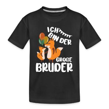 Geschwister Ich Bin Der Grosse Bruder Fuchs - Kinder Premium Bio T-Shirt - Schwarz - Vorne