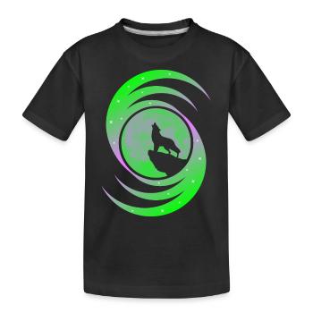 Der Wolf heult den Mond in der Galaxie an - Grün - Kinder Premium Bio T-Shirt - Schwarz - Vorne