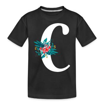 lettre C fleuris - T-shirt bio Premium Enfant - noir - Devant