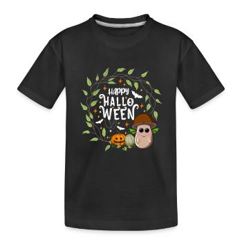 Joyeux Halloween Bonnet Marron Champignon Blanc - T-shirt bio Premium Enfant - noir - Devant