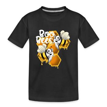 Abeilles boo avec nid d’abeille blanc - T-shirt bio Premium Enfant - noir - Devant