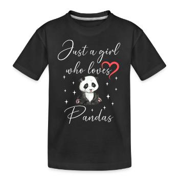 Frau Mädchen Liebe Herz Panda - Kinder Premium Bio T-Shirt - Schwarz - Vorne