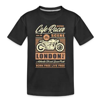 Cafe Racer Vintage London Retro Motorrad Design - Kinder Premium Bio T-Shirt - Schwarz - Vorne