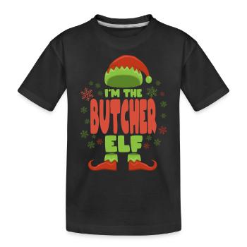 Metzger Weihnachtself - Kinder Premium Bio T-Shirt - Schwarz - Vorne