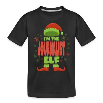 Journalist Weihnachtself - Kinder Premium Bio T-Shirt - Schwarz - Vorne
