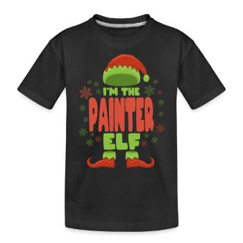 Peintre elfe de Noël - T-shirt bio Premium Enfant - noir - Devant