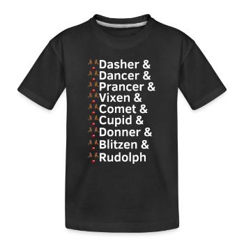 Reindeer Names Christmas - Kids' Premium Organic T-Shirt - black - Front