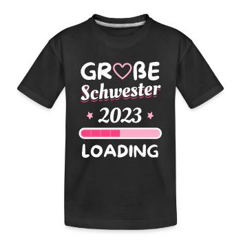 große Schwester 2023 - Kinder Premium Bio T-Shirt - Schwarz - Vorne