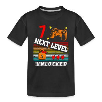 7. Geburtstag Level freigeschaltet - Kinder Premium Bio T-Shirt - Schwarz - Vorne