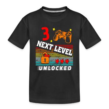 Niveau 3ème anniversaire débloqué - T-shirt bio Premium Enfant - noir - Devant
