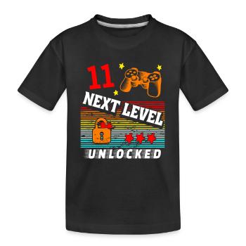 Niveau 11e anniversaire débloqué - T-shirt bio Premium Enfant - noir - Devant