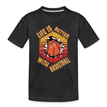Basketball Basketballer Sport Fan Vintage Retro - Kids' Premium Organic T-Shirt - black - Front