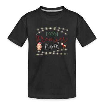 Mon Premier Noël Cadeau Annonce - T-shirt bio Premium Enfant - noir - Devant