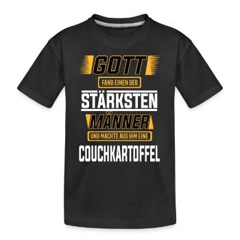 Couchkartoffel, einer der stärksten Männer - Kinder Premium Bio T-Shirt - Schwarz - Vorne