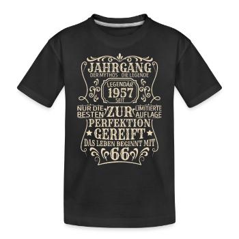 Geburtstagsgeschenk Geboren 1957 66 Jahre - Kinder Premium Bio T-Shirt - Schwarz - Vorne