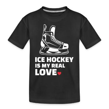 I love ice hockey - Kids' Premium Organic T-Shirt - black - Front