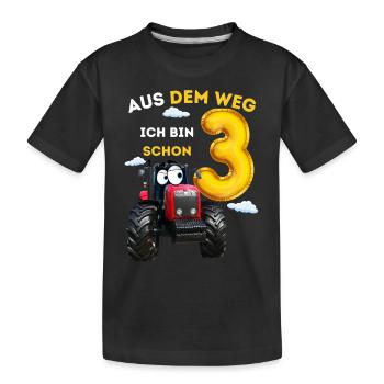 Kinder 3 Jahre Jungen Bauernhof Traktor Bagger - Kinder Premium Bio T-Shirt - Schwarz - Vorne
