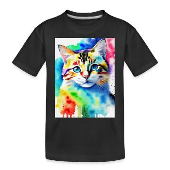 Cat Watercolor Sweet design - Kinder Premium Bio T-Shirt - Schwarz - Vorne