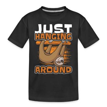 Faultier Abhängen Hängen - Kinder Premium Bio T-Shirt - Schwarz - Vorne