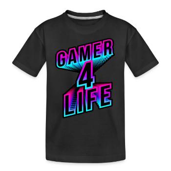 Gamer 4 Life neon 3d - Kinder Premium Bio T-Shirt - Schwarz - Vorne