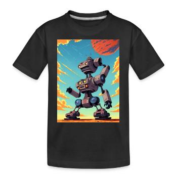 50er Jahre Cartoon - Verrückter Roboter - Sci-Fi - Kinder Premium Bio T-Shirt - Schwarz - Vorne