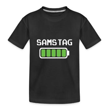 Samstag Akku voll geladen - Akkustand - Kinder Premium Bio T-Shirt - Schwarz - Vorne