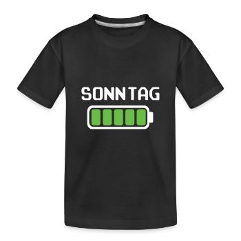 Sonntag Akku voll geladen - Akkustand - Kinder Premium Bio T-Shirt - Schwarz - Vorne