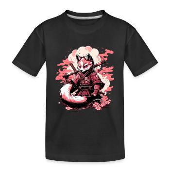 Renard samouraï - T-shirt bio Premium Enfant - noir - Devant