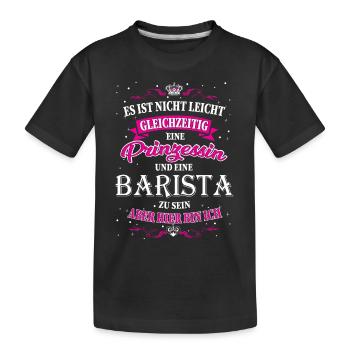 Barista und Prinzessin Design - Kinder Premium Bio T-Shirt - Schwarz - Vorne