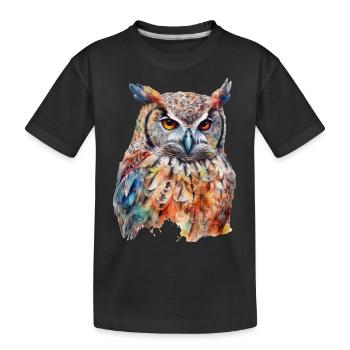 Magische Eule Bunt Tier Vogel Wald Aquarell-Stil - Kinder Premium Bio T-Shirt - Schwarz - Vorne
