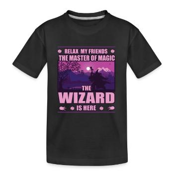 Magier, der Meister der Magie, Rollenspieler Shirt - Kinder Premium Bio T-Shirt - Schwarz - Vorne