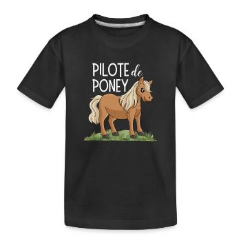 Pilote De Poney équitation Cheval cadeau Cavalier - T-shirt bio Premium Enfant - noir - Devant