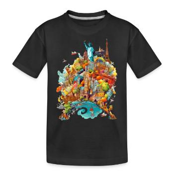 Les monument du monde n°3 - T-shirt bio Premium Enfant - noir - Devant