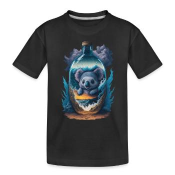 Koala In Flasche - Kinder Premium Bio T-Shirt - Schwarz - Vorne