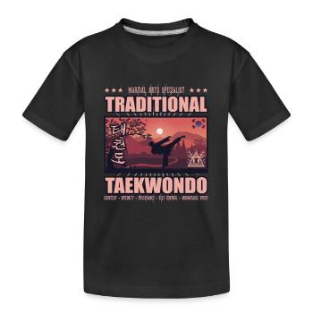 taekwondo korea 3 - Kinder Premium Bio T-Shirt - Schwarz - Vorne