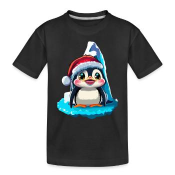 Pinguin Weihnachten - Kinder Premium Bio T-Shirt - Schwarz - Vorne
