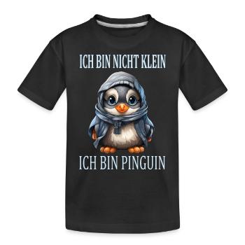 Kleiner süßer Pinguin Lustiger Spruch - Kinder Premium Bio T-Shirt - Schwarz - Vorne