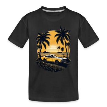 Golden Sunset Illuminates the Tranquil Beach - Kids' Premium Organic T-Shirt - black - Front