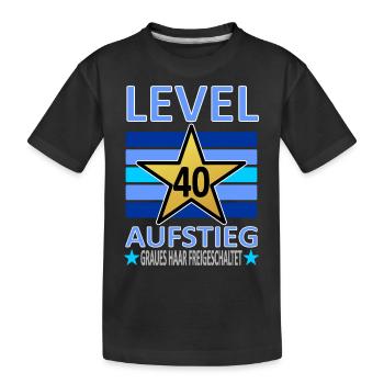 40 Jahre Geburtstag-Level 40-Graues Haar-lustig V3 - Kinder Premium Bio T-Shirt - Schwarz - Vorne