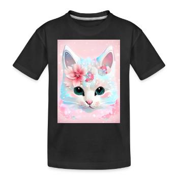 Chat blanc - T-shirt bio Premium Enfant - noir - Devant