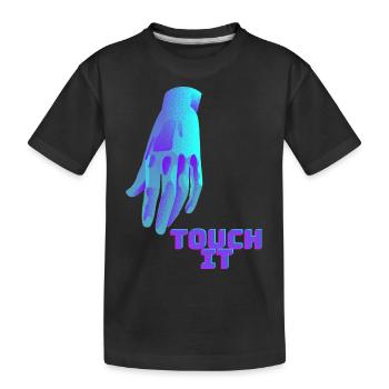 Touch It - Blue Hand - Kids' Premium Organic T-Shirt - black - Front