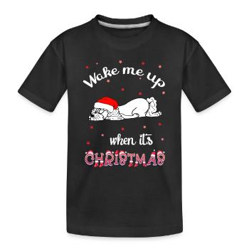Weihnachtsmotiv mit Pudel - Kinder Premium Bio T-Shirt - Schwarz - Vorne