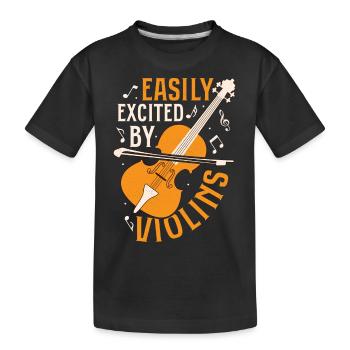Facilement excité par les violons Violoniste Orchestre - T-shirt bio Premium Enfant - noir - Devant