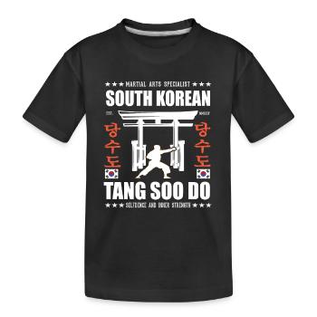 Cool Tang-so-Do martial arts design with kanji - Kids' Premium Organic T-Shirt - black - Front