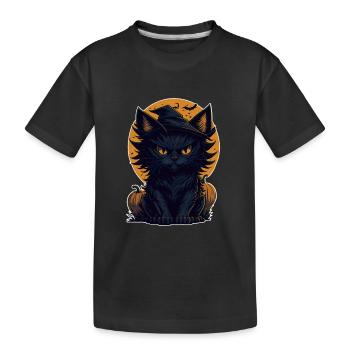 Chat Chat Noir Halloween - T-shirt bio Premium Enfant - noir - Devant