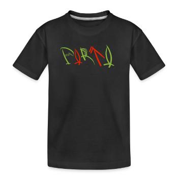 Grün-rotes Porto Souvenir - Kinder Premium Bio T-Shirt - Schwarz - Vorne