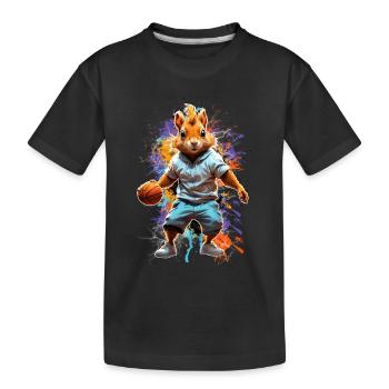 Eichhörnchen Basketball Basketballer - Kinder Premium Bio T-Shirt - Schwarz - Vorne